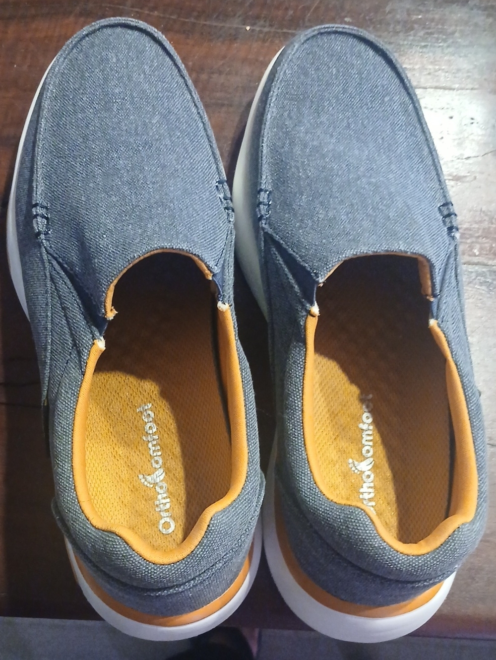 Men's Casual Slip-On Canvas Shoes in Blue/ Grey and Tan Size 10...EU 43